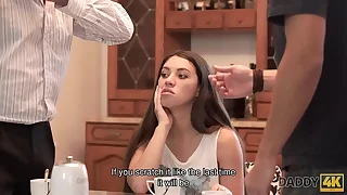 DADDY4K&period; Unembellished senior penetrates tight asshole of his sons lady
